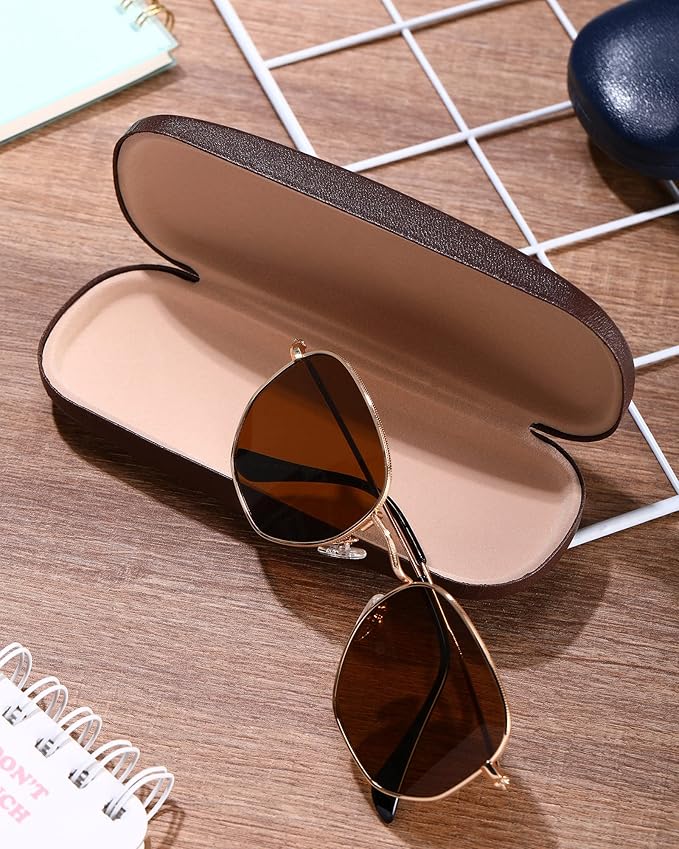 Frienda 3 Pieces Hard Shell Glasses Case Eyeglass Case Protective Sunglass Holder with Cleaning Cloth for Men Women Unisex