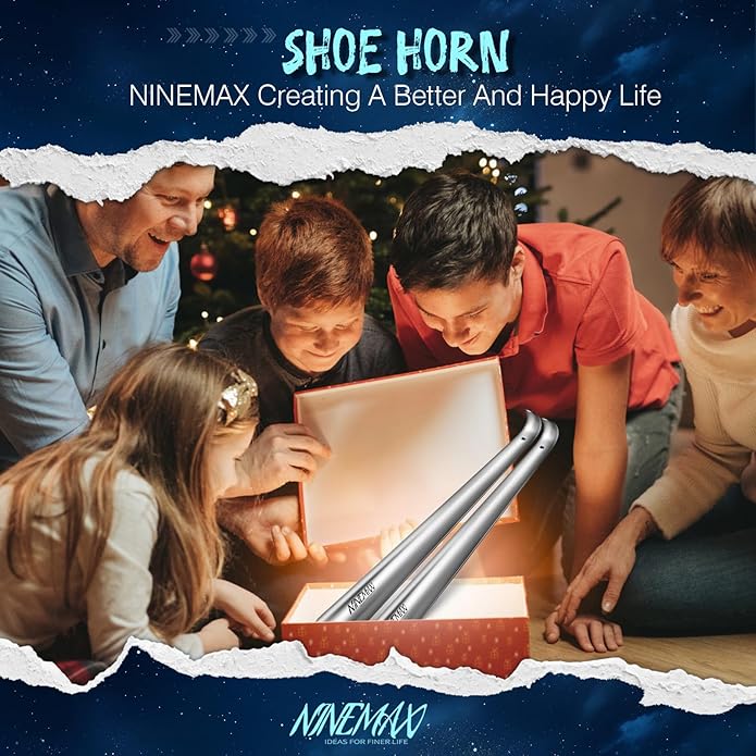 NINEMAX Shoe Horn Long Handle Metal 16.5" for Boot, Long Shoe Horns for Seniors for Men, Women