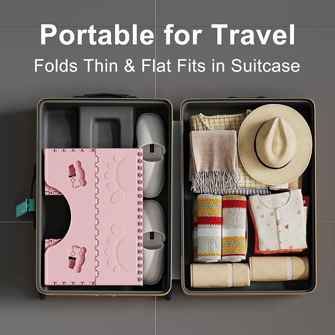 Foldable Poop Stool Adult, 7 Inch Collapsible Toilet Stool Squat, Portable Squatting Potty Toilet Steps for Travel, Bathroom Pooping Stools for Adults, Pink
