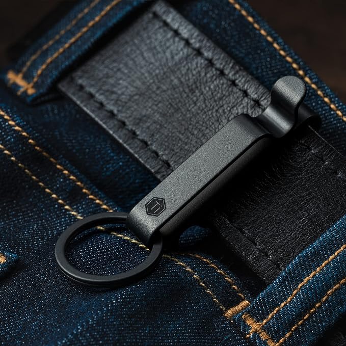 KeyUnity KM00 Titanium Belt Loop Keychain Clip Double Side Quick Release Key Holder with Detachable Key Ring