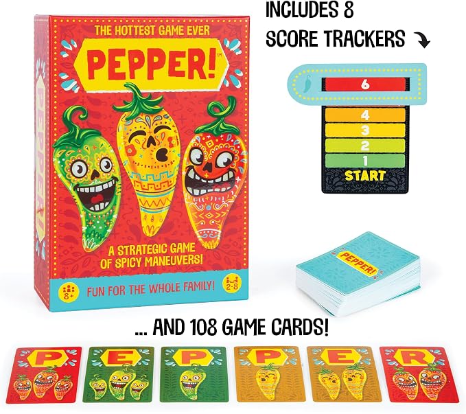 Pepper! Card Game – Fun Family & Party Game for Kids & Adults, Ages 8+, 2–8 Players, 30-Minute Gameplay, Easy to Learn Spicy Strategy Game