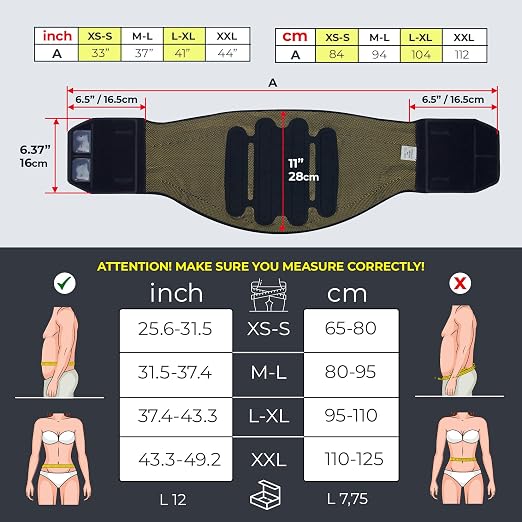 ORTONYX Back Support Brace Lumbosacral - 3D Knitted Design with 4 Embedded Stays, Breathable and Elastic Material, Hook&Loop Closure with Hand Loop for Easy Use XXL/KB725