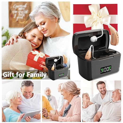 Hearing Aids for Seniors' Hearing Loss Latest 16-Channel Digital OTC Rechargeable Hearing Aid with Intelligent Noise Cancellation,Volume Control,Long-Lasting Battery, Medical-Grade Materials1