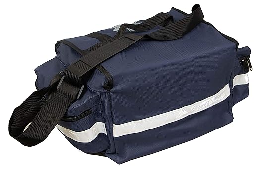 Primacare KB-RO74-B First Responder Trauma Bag, 17" x 9" x 7", Blue β EMT/EMS Medical Supply Organizer with Padded Dividers, Multiple Compartments, Side Pockets, Reflective Strip, Durable Design