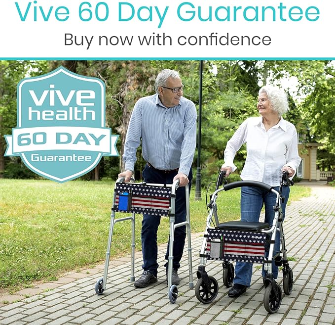 Vive Walker Bag - Accessories Wheelchair Basket Pouch (Water Resistant) - Seniors Caddy Accessory Attachment for Folding, Rolling Walkers - Carry Storage Carrier Tote - Lightweight, Universal Size
