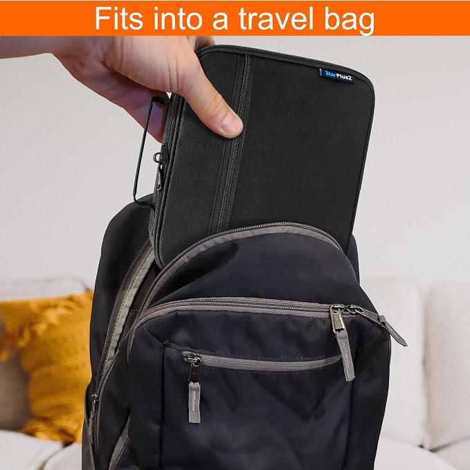 Pack of 2 - Medium Travel Pill Bottle Organizer, Slim Medicine Bag, Carrier for Medications and Medical Supplies - Black