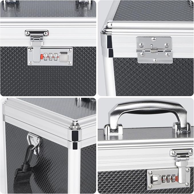 Medicine Box with Combination Lock - 15"x8.7"x9.4" First Aid Safe Medication Storage Case, Personal Items Safe Case for Hospital & Home & Outdoor 【Black】