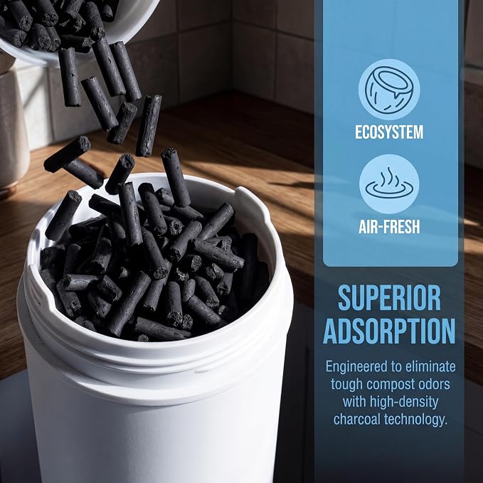 Odor Absorbing Activated Charcoal Filter Refills 2-Pack (2 Lbs) | for Lomi Electric Countertop Composter,12-Month Supply, Replacement Filters for Lomi Smart Waste Kitchen Composter