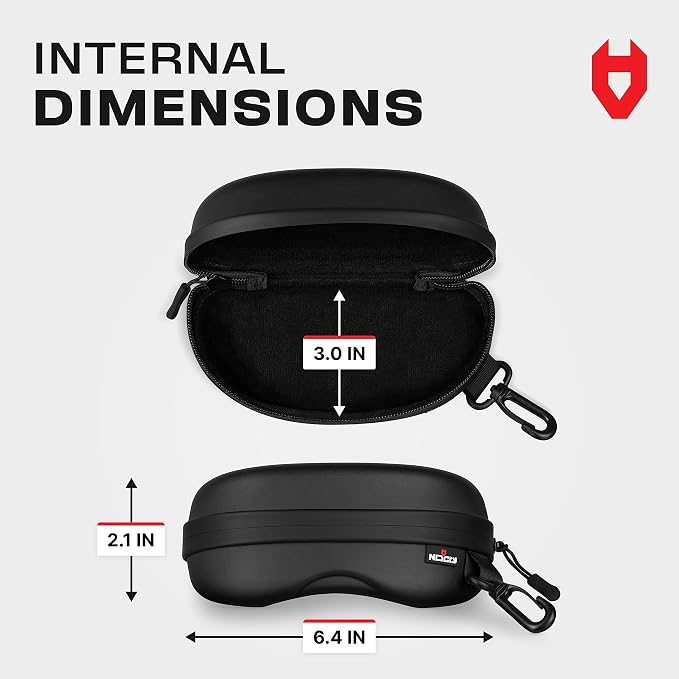 NoCry Water Resistant Safety Glasses Case with Clip - Heavy Duty Semi Hard Large Sunglasses Holder for Men and Women with Cleaning Cloth
