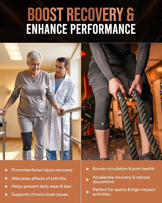 TheraCopper Copper Knee Brace for Men & Women (2 Pack) — Non-Slip Compression Copper Knee Sleeve for Arthritis, Knees Pain Relief, Swelling, Anti inflammatory and Recovery Support (Medium)