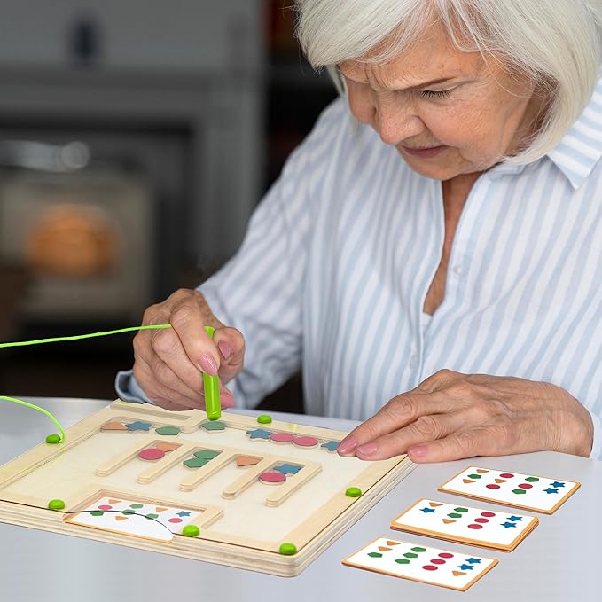 Magnetic Activities for Dementia Patients, Colorful Shape Matching Alzheimers Products for Elderly, Memory Care Activities for Seniors, Tile Cognitive Game Puzzles Fidget Board Gadgets Gifts