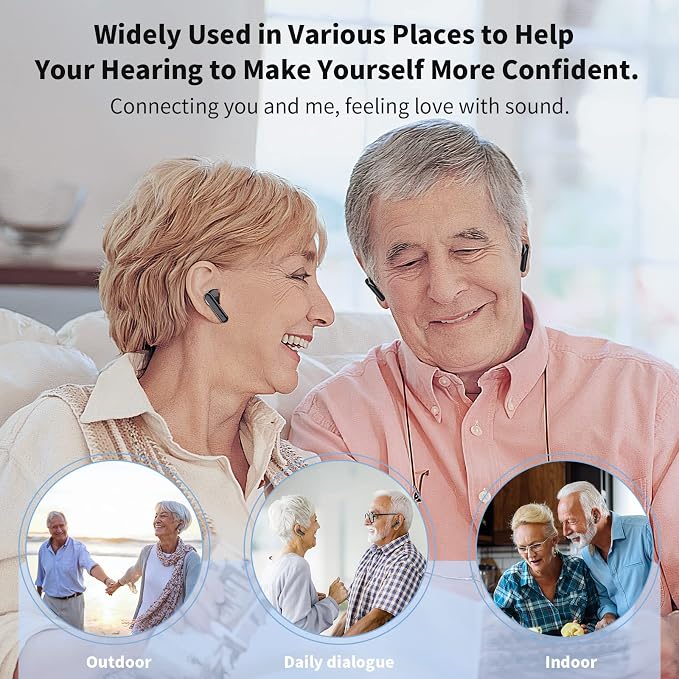 Hearing Aids, Earbyear Rechargeable Hearing Aids for Seniors with Noise Cancelling, Hearing Amplifier Personal Sound Amplification Devices with Portable Charging Case
