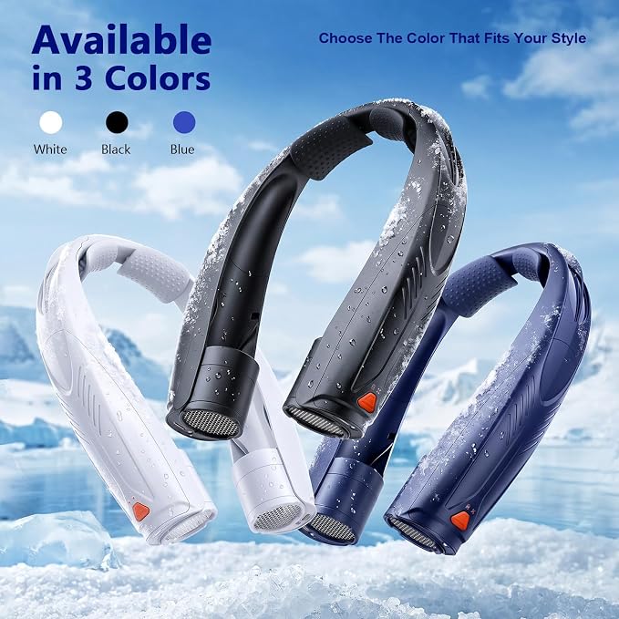 Portable Neck Fan with Reading Light, 6-Speed Wearable Fan, 6000mAh USB-C Rechargeable Hands Free Fan, Summer Gifts for Men Women, for World Cup, Outdoor Work, Travel, Camping - Navy Blue