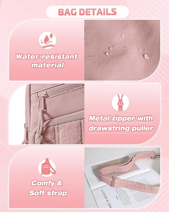 Smasrob Puffer Sling Bag for Women with RFID Blocking Pocket | Hidden Water Bottle Holder, Small Crossbody Bag with Multiple Pockets