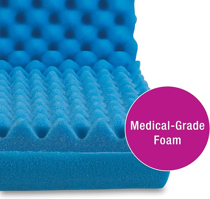 DMI Egg Crate Sculpted Foam Chair Cushion, Seat Cushion, Car Seat Cushion, Office Chair Cushion Relieves Back Pain, Tail Bone Pain, Sciatica, 32 X 18 X 3 inches, Full Back,1 Count