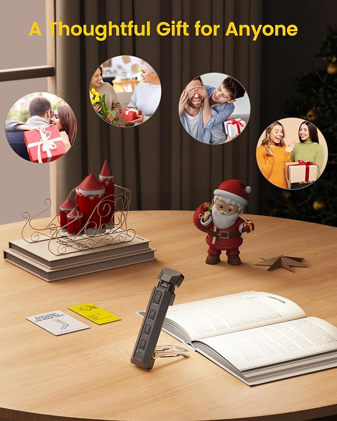 Glocusent Extendable Book Lights for Reading at Night, 5 Enhanced Brightness & 3 Colors with Sleep Aid & Timers, Clip on USB Rechargeable Reading Light for Books in Bed, Ideal Book Lovers Gifts