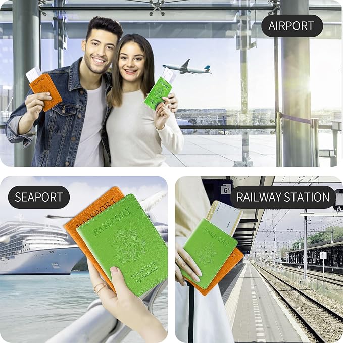 2Pack Passport Wallet, Travel Gifts, Travel Accessories - Yellow&Green