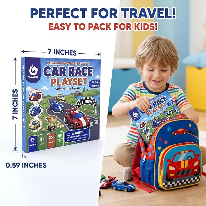 Magnetic Car Race Game for Kids 3-8 - Perfect Travel Toy for Toddlers - Fun Road Trip & Airplane Activity - Camping Game Essentials for Kid