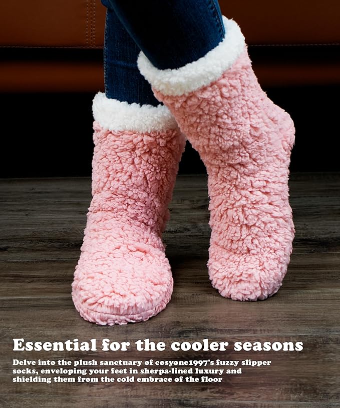 cosyone1997 Women's Fuzzy Slipper Socks with Non-slip Grippers, Cozy & Unique Gifts