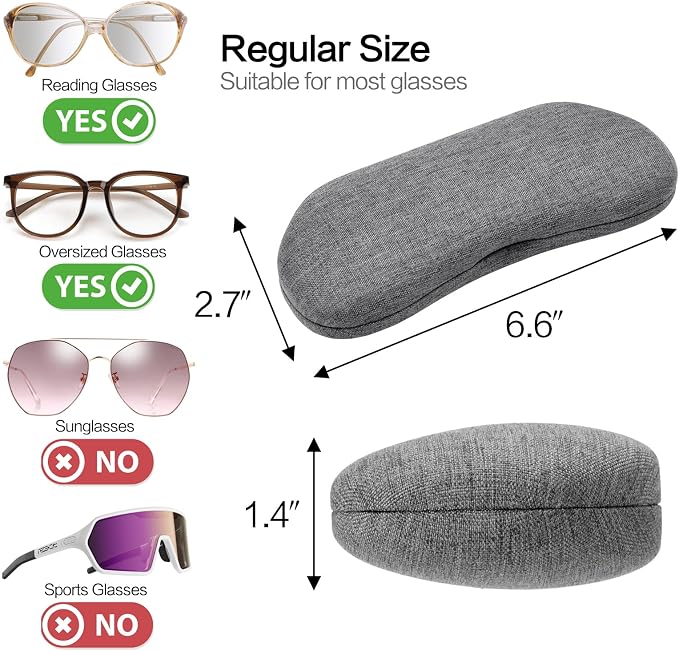 Vemiss Hard Shell Sunglasses Case, Large Linen Fabric Protective Glasses Case for Men Women