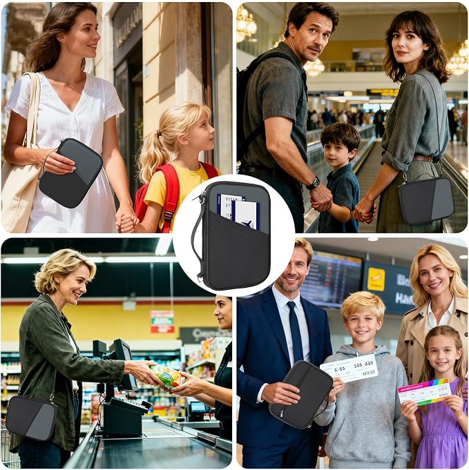 Family Passport Holder for Travel with RFID Blocking, Traveling Essentials Organizer Pouch Bag, Light Passport Wallet for Travel Must Haves Accessories for Women Men