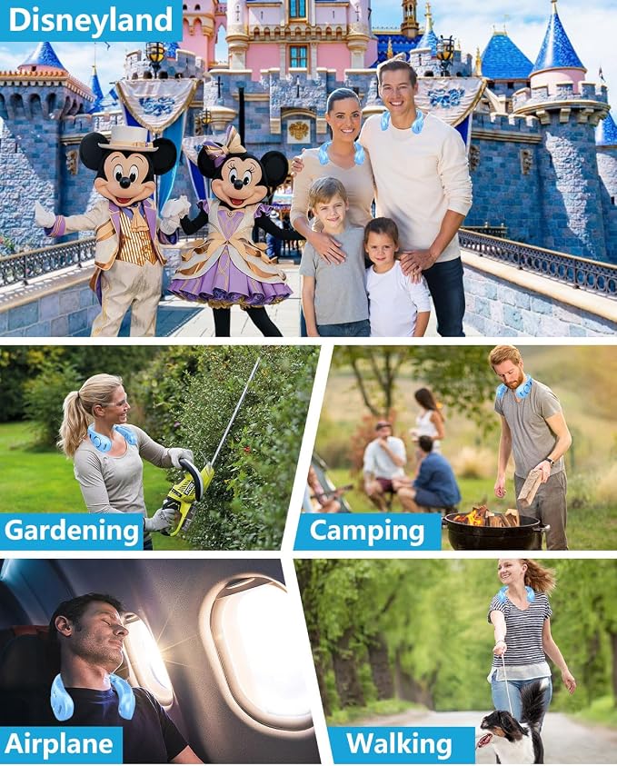 Personal Misting Neck Fan with Water Mist, Rechargeable 4000mAh Battery Powered, 5-Speed Neck Air with LED Display, Small Bladless Wireless Necklace Fans for Kids Adults Outside Work Sports, Purple