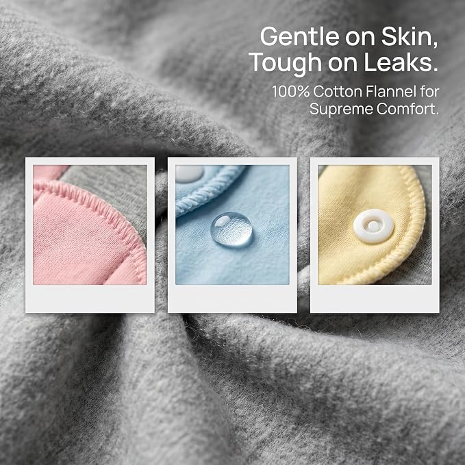 Reusable Incontinence Pads for Women & Elderly — Washable Leak-Proof Waterproof Cotton Velours Protection Pads, Day & Night Comfort (6pcs)