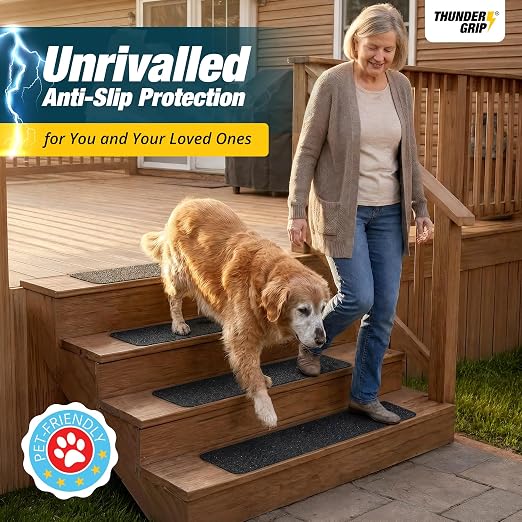 Outdoor Stair Treads Non-Slip 30" x 8" 8-Pack Waterproof 80-Grit Grip Tape