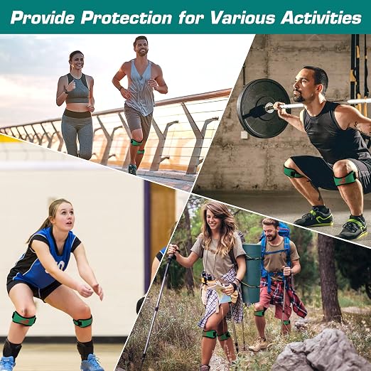 IPOW Embroidery Patellar Tendon Support Strap 2 Pack, Knee Pain Relief & Patella Stabilizer Knee Strap, knee Support for Women and Men, Knee Braces for Running, Working Out, Weightlifting,Green