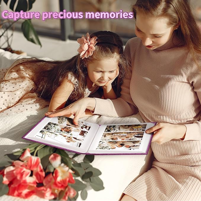 Artfeel Photo Album 4x6 with 600 Pockets,Slip-in Picture Albums,Linen Cover Memory Book with Front Window,White Page Vertical Photo Book for Wedding,Family,Anniversare,Baby,Vacation