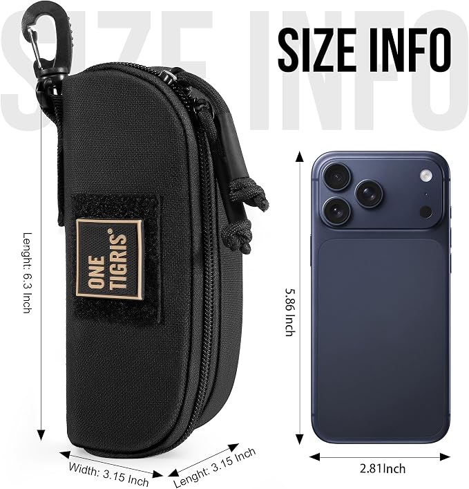 ONETIGRIS Tactical Hard Shell Eyeglasses Case Molle Zipper Sunglasses Pouch Shockproof Crush Resistant for Outdoor Activities