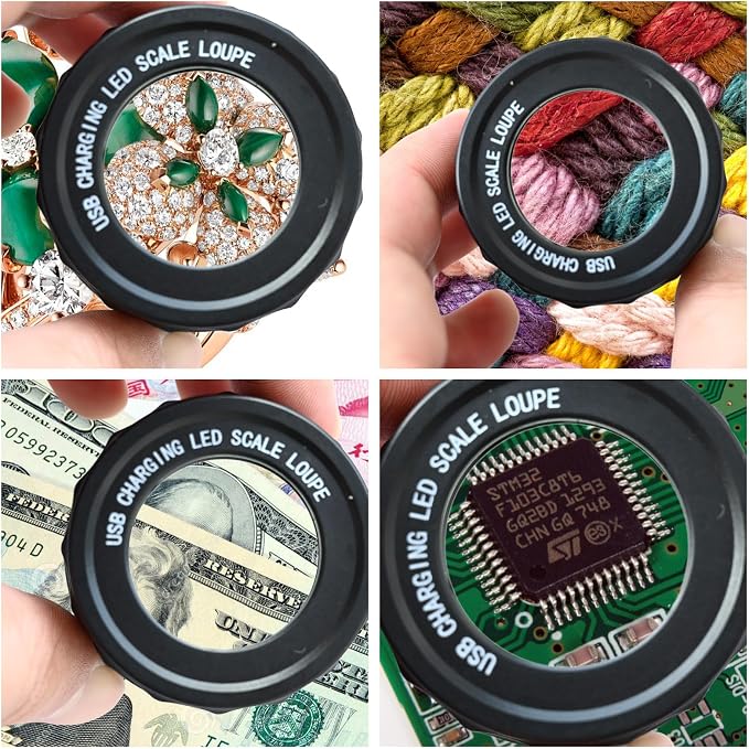30X Loupe Magnifier Eye Loops Magnifying Glass Jewelry Coin Supplies | 30X,USB rechargeable,8 lights,portable,eye loupe,jewelry magnifier,currency,coin collection supplies,printers loupe