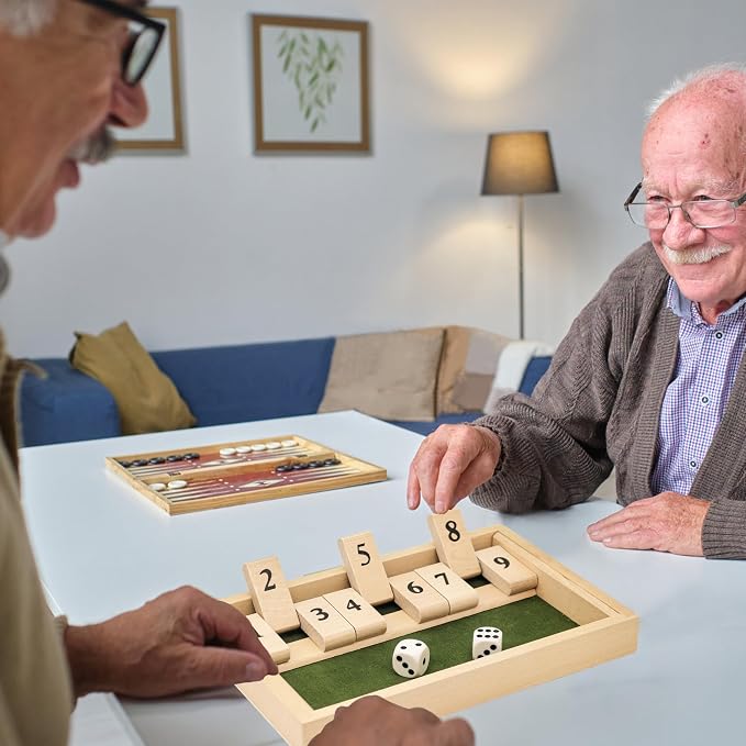 Memory Game for Dementia Senior, Alzheimers Product Activities for Elderly | 9 Numbers Wooden Shut The Box Alzheimer's Products for Parkinson Patient, Fidget Toy Sensory Busy Board Puzzle Gadgets Gift