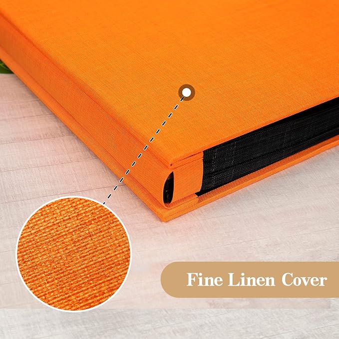 potricher Linen Hardcover Photo Album 4x6 1000 Photos Large Capacity for Family Wedding Anniversary Baby Vacation (Orange, 1000 Pockets)