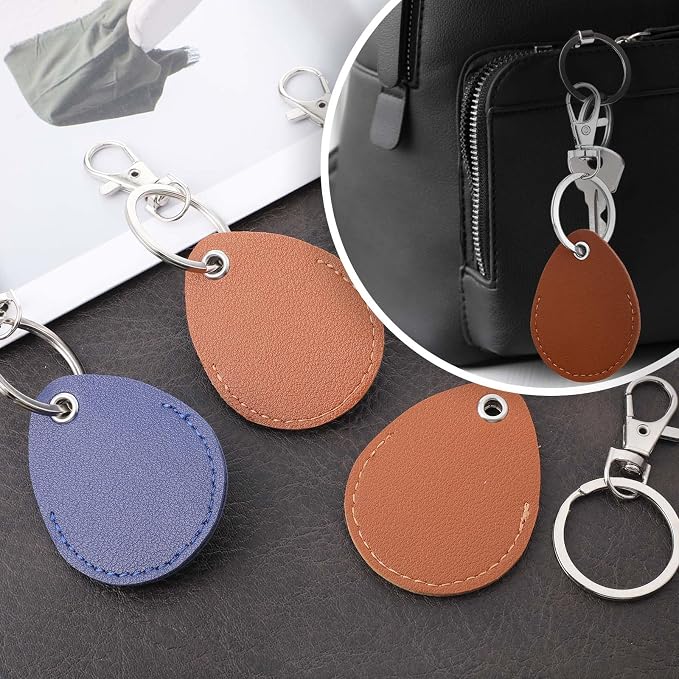 Psyqtsuary Leather Key Fob Holder, 4 Pcs PU Leather Keychain Key Holder for Keychain General Keys Fob, for Keys ID Keys Cards