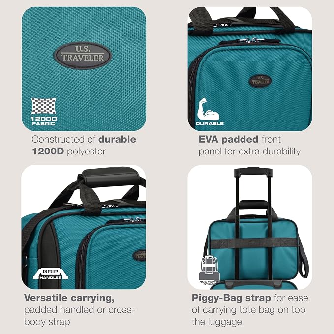 U.S. Traveler Rio 14" Travel Tote Bag, Lightweight 1200D Carry-On Bag for Women & Men