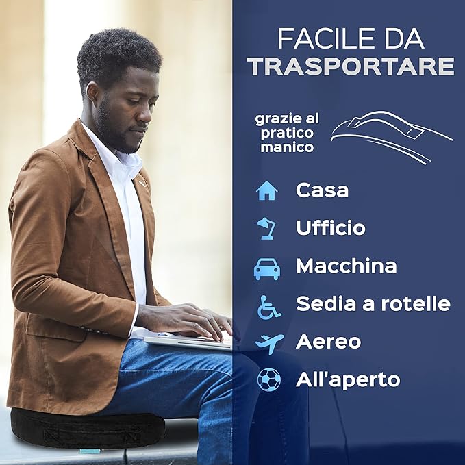 Seat Cushion for Office Chair – Memory Foam Seat Cushion for Tailbone, Coccyx & Sciatica Relief – Ergonomic Desk, Car, Wheelchair & Travel Pillow – Washable Cover for Back Support & Sitting Comfort