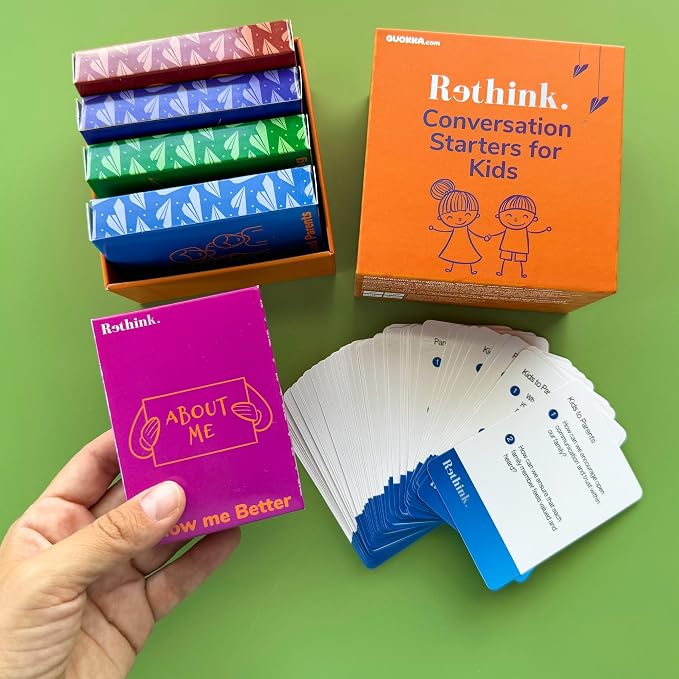 Quokka Conversation Cards Game - Fun Talking Board Game for Family Night | Kids Edition - 500 Questions - Kids Conversation Cards Premium Version - Share Thoughts