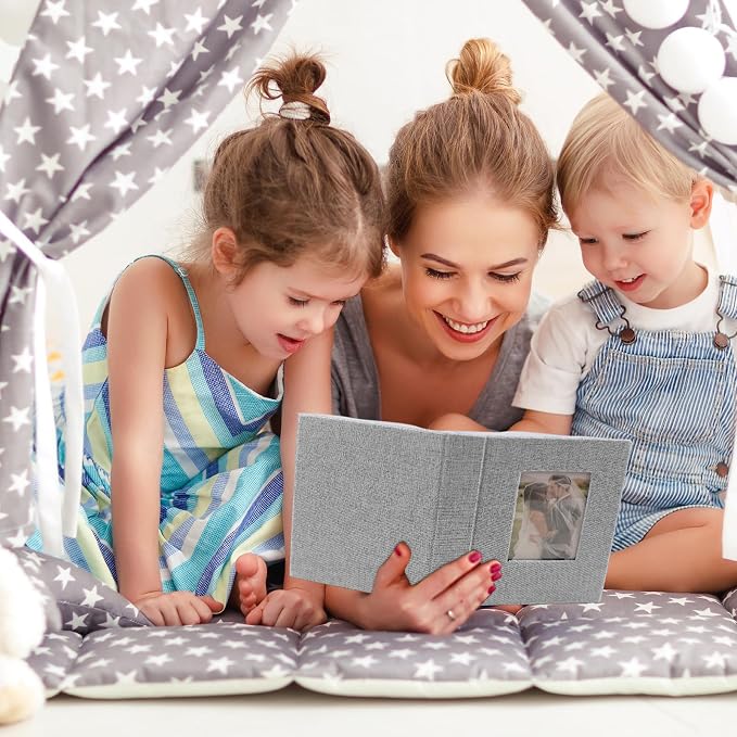 vivinin 2 Pack Photo Album 4x6, Linen Cover Photo Book, Small Photo Album Book for 36 Pockets Hold 72 Pictures, Picture Book for Photos Family Anniversaries Baby Vacations(gray)