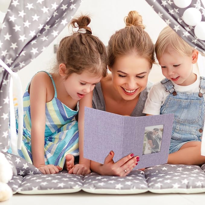 vivinin 2 Pack Photo Album 5x7, Linen Cover Photo Book, Small Photo Album Book for 36 Pockets Hold 72 Pictures, Picture Book for Photos Family Anniversaries Baby Vacations (Purple)