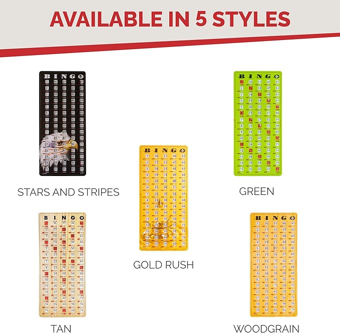 MR CHIPS Jam-Proof Finger Tip Master Bingo Card with Sliding Windows Large Cardboard Calling Cards Gold Rush Style