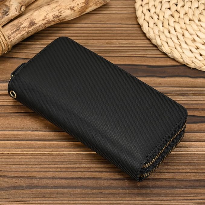 Genuine Leather Long Wallet for Men, Large Capacity Purse Clutch Bag Handbag Checkbook Cash Credit Cards Phone Holder | Large Capacity