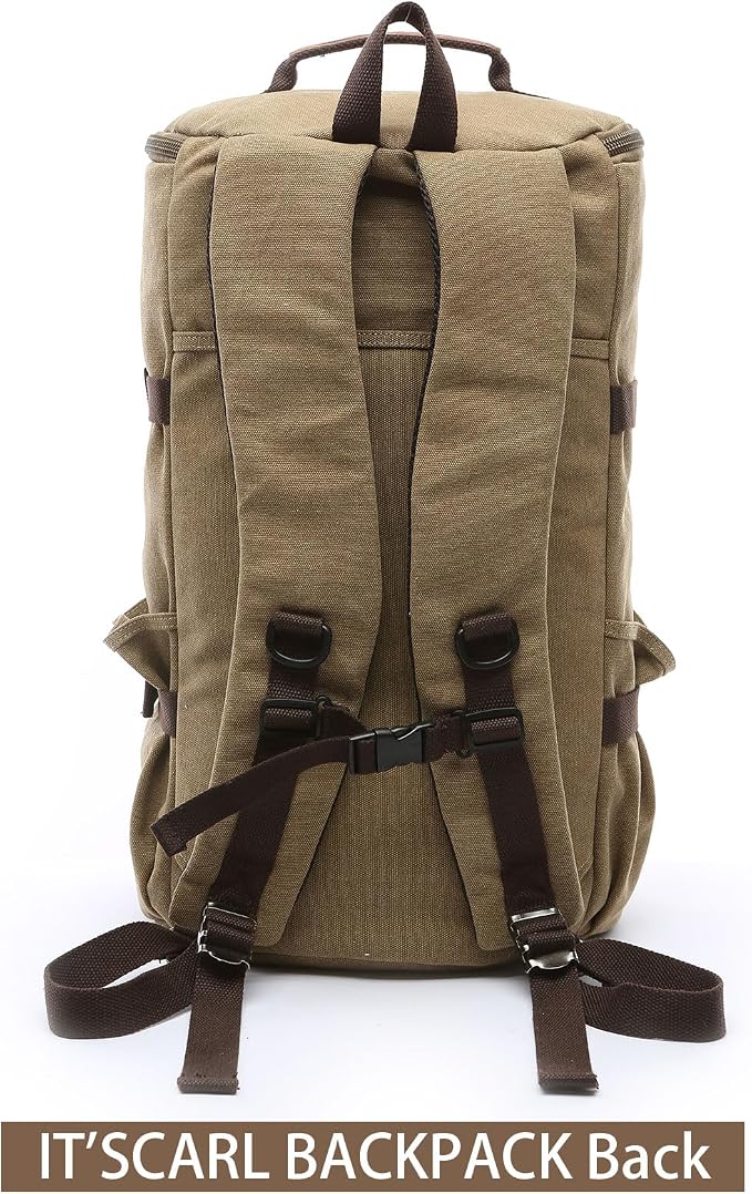 IT'SCARL Large backpack for men,Travel backpack,Carry on, Canvas big bag,Work back pack(khaki)