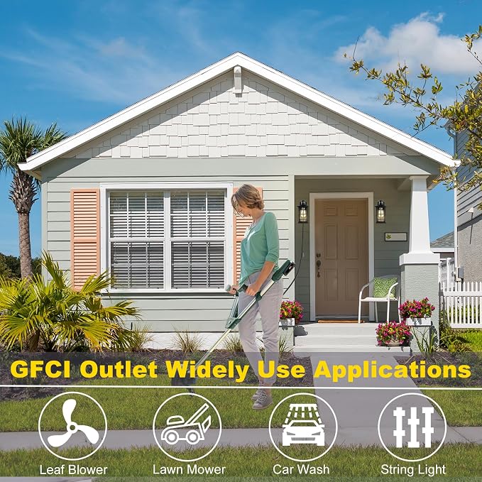 Motion Sensor Porch Lights with GFCI Outlet, Outside Dusk to Dawn Wall Mount, 3 Lighting Modes Exterior Light Fixture Waterproof, Outside Wall Lamp for House Patio Garage.(Black,1 Pack)