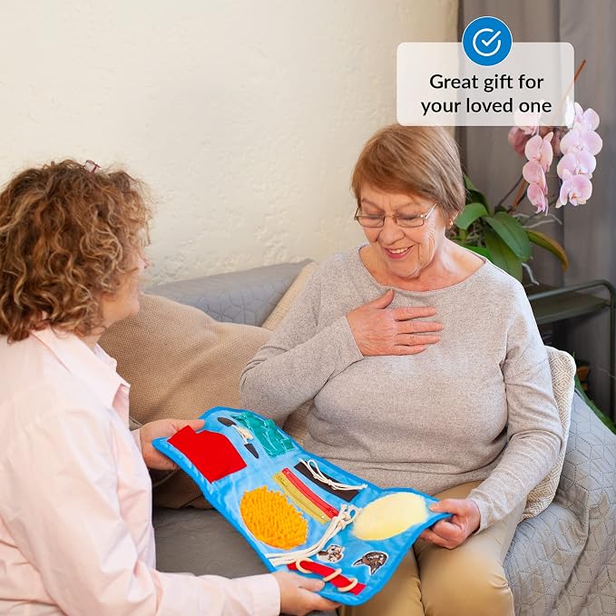 ODOXIA Fidget Blanket for Dementia | Calming & Comforting Dementia Activities for Seniors | Dementia Products for Elderly | Sensory Blanket | Helps with Alzheimer’s, Dementia, Asperger’s, Autism