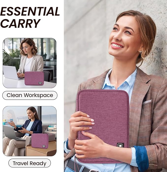 Electronic Organizer Travel Case, Slim Cable Accessories Pouch, Single Layer Tech Pouch & Cord Storage Bag for Chargers, Power Bank, SD Cards - Minimalist Travel Essentials