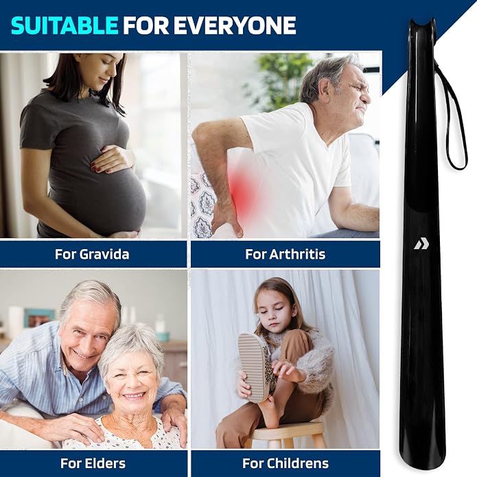 Nextnoid Shoe Horn Long Handle for Seniors - 16.5"-23" Straight & Sturdy Long Shoe Horn for Men, Women & Kids
