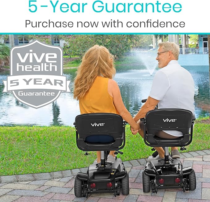 Vive 3 Wheel Mobility Scooter - Electric Powered Mobile Wheelchair Device for Adults - Folding, Collapsible and Compact for Travel - Long Range Power Extended Battery with Charger and Basket Included