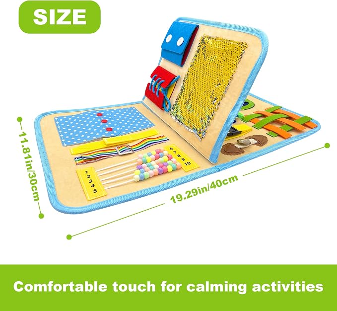 Fidget Blanket for Adults with Dementia, Best Gifts for Dementia Patients, Dementia Activities for Seniors, Busy board for Alzheimers Activities, 11.8 * 20.3 in, Brown