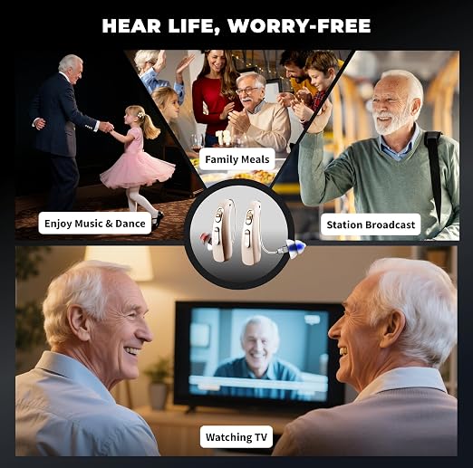LINNER-Mercury RIC Rechargeable Hearing Aids for Seniors & Adults, Hearing Amplifier with Noise Cancellation - 3 Talk Modes, 9 Volume Controls, Sustainable Charging, 20 Hours Battery Life